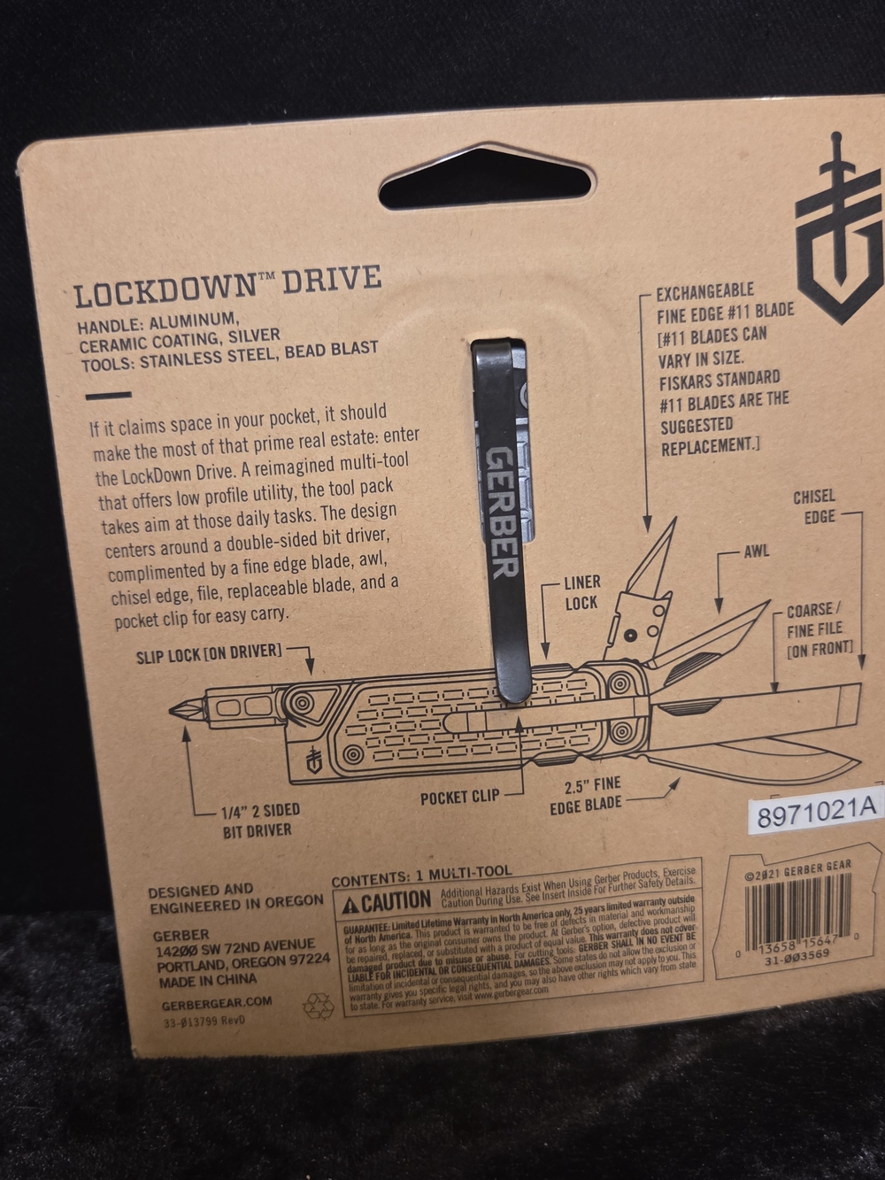 Gerber 3705 Lockdown Driver Multitool (7 Tools) Color: Silver - Picture 2 of 4